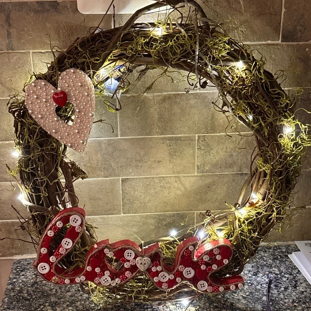 Handmade Rustic Love Wreath with Heart accent
